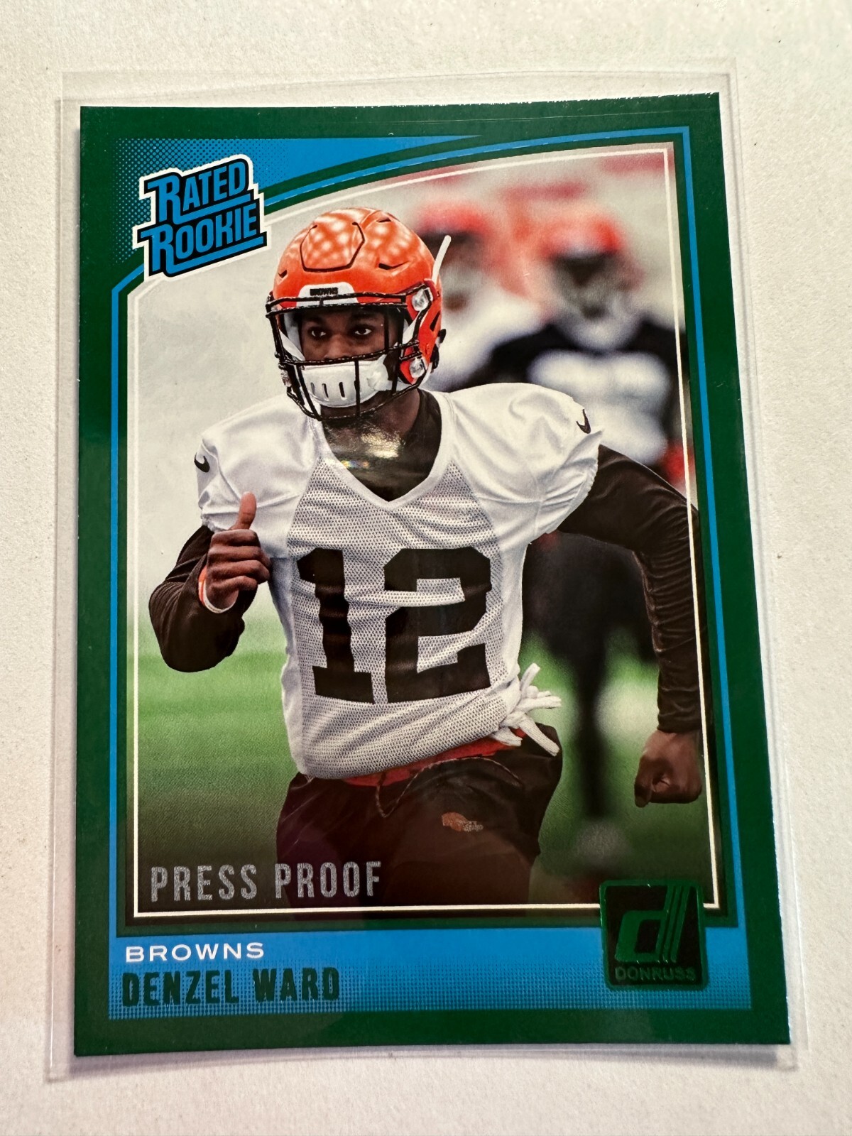 K21,056 - 2018 Donruss Press Proof Green #348 Denzel Ward RR