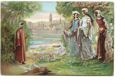 FANCY CARDS ILLUSTRATION MEETING OF DANTE AND BEATRICE