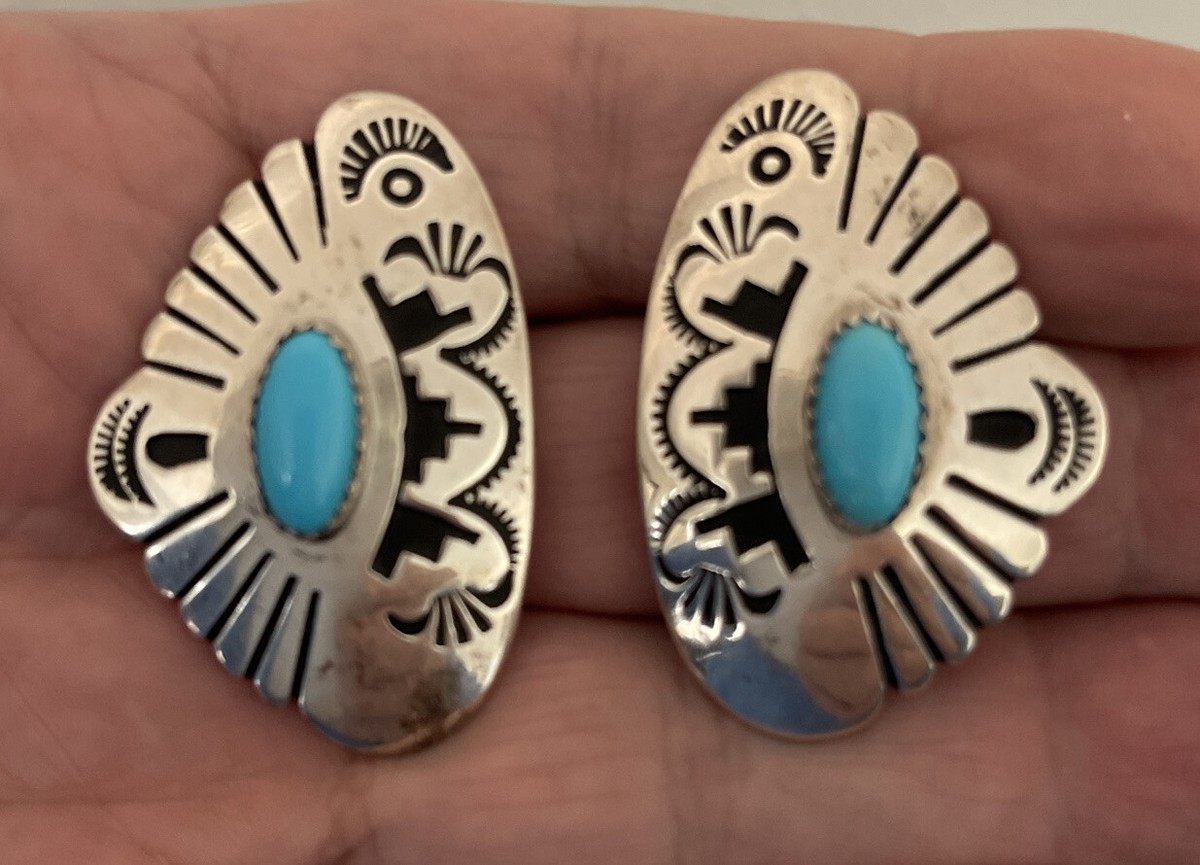 Navajo Signed JF Della & Francis James Sterling Silver Turquoise