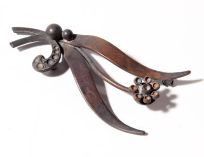 Czech Vintage gold tone floral pin brooch making element finding