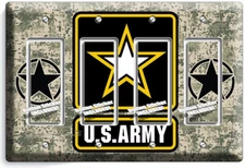 US ARMY STAR DIGITAL PIXEL CAMO 4 GFCI LIGHT SWITCH PLATE ROOM ART VETERAN DECOR