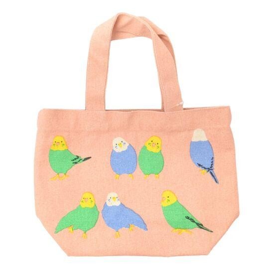 FRIENDSHILL Japanese Budgerigar Design Cotton Canvas Mini Tote Bag