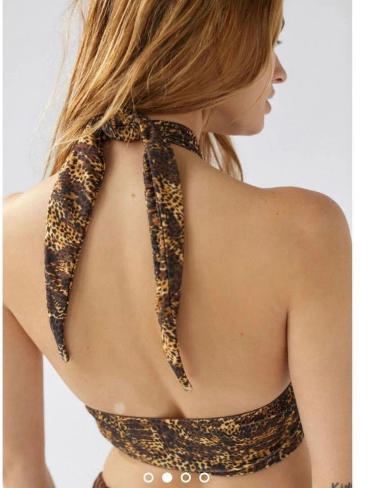 New Out from Under Green Multicolor Floral Underwire Bikini Halter Top Size S - Image 2 of 4