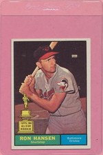 1961 Topps Ron Hansen #240 ERROR Card GREEN in BASEBALL BOTTOM NM-MT
