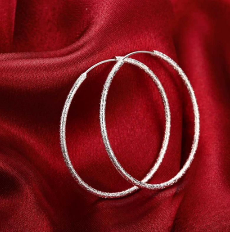 Womens 925 Sterling Silver Classic 50mm Large Round Vogue Hoop - Foto 2