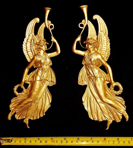 PAIR DECORATIVE MOULDING ANTIQUE GOLD GILT OR WHITE WALL FURNITURE DECORATION - Picture 4 of 8