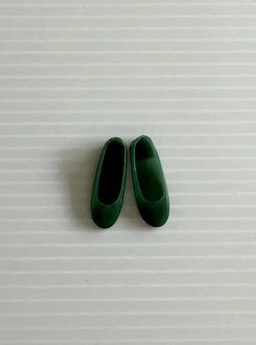 Vintage Skipper Francie Doll Shoes Dark Green Flats Korea - Picture 2 of 10