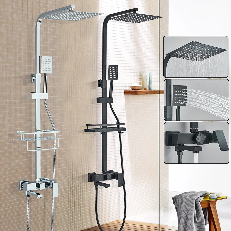 JIEBAO Edelstahl Duschsystem Duscharmatur Regendusche Handbrause Mischbatterie Duschset