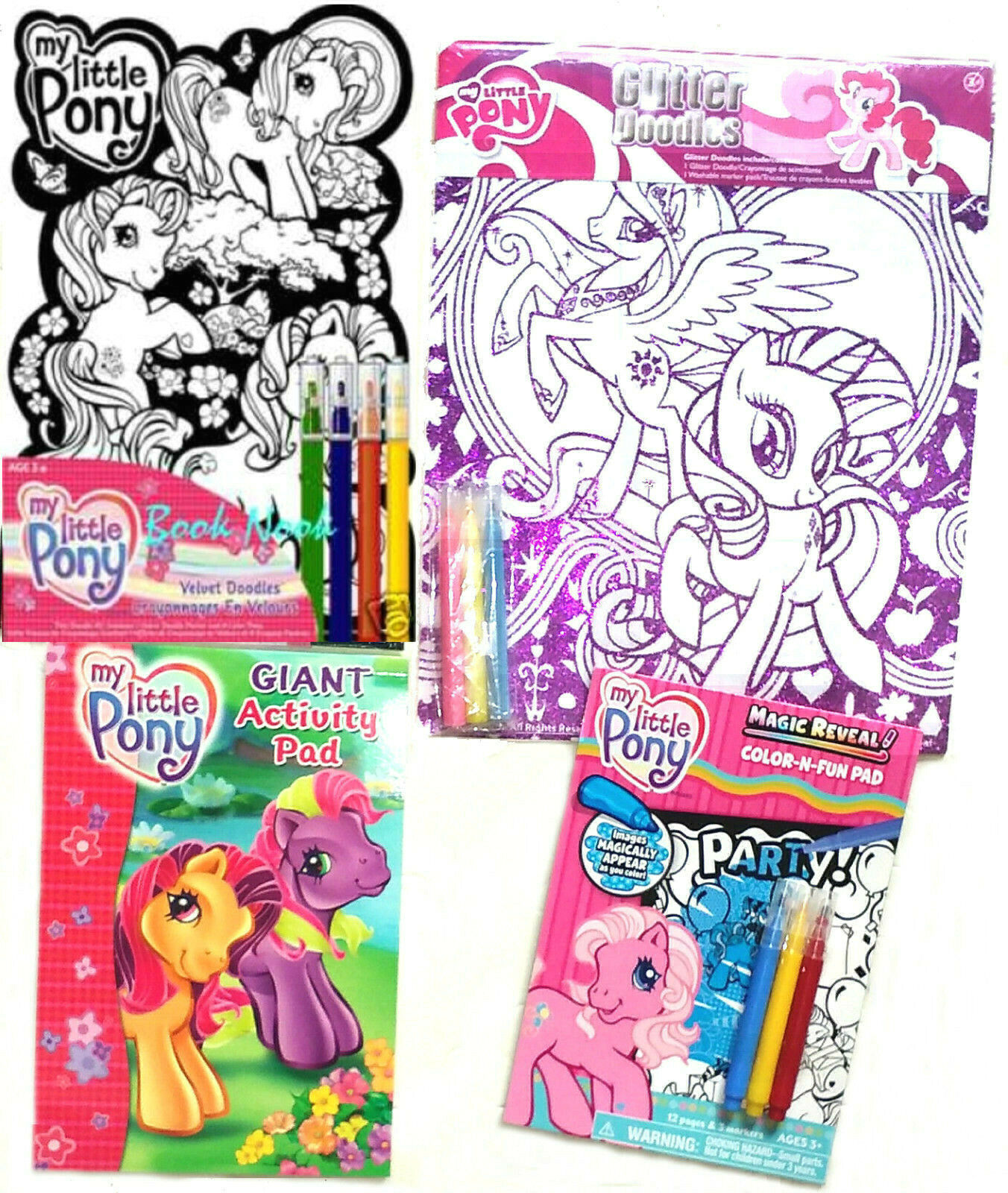 Pacote My Little Pony Grab & Go Play. 4 lápis de cor, 25 adesivos, mini  livro de colorir. 645341441831