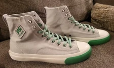 PF Flyers All American Hi Top Grey & Green Canvas Sneakers Men Sz 8 Women Sz 9.5
