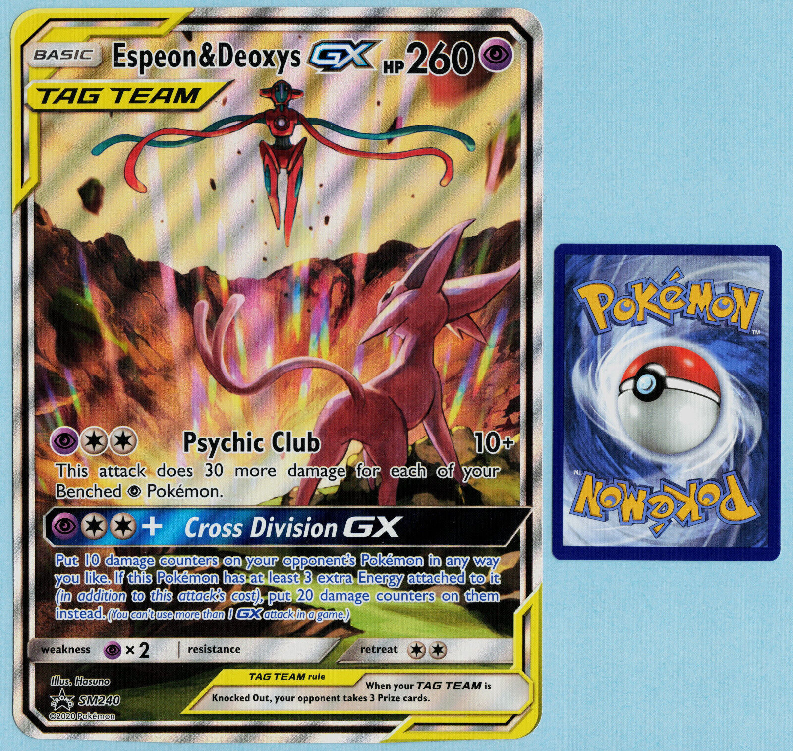 Pokemon TCG Black Star Promo: Espeon & Deoxys GX SM240 - Full Art JUMBO Card