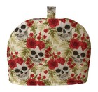 Handmade Skulls & Roses Red Cream Green Black Tea Cosy