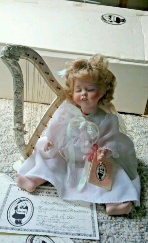 Wendy Lawton Angel Doll & Harp 3rd Annual Christmas 1990 Original Box COA Tag - Picture 1 of 12