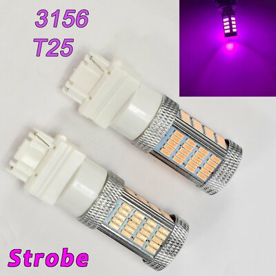 Strobe Purple Reverse Backup Lights T25 3156 3456 92SMD LED Light Bulb Universal