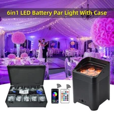 10Pcs Battery Powered Uplights Rechargeable Par Can 6x18W RGBWA+UV Flight Case