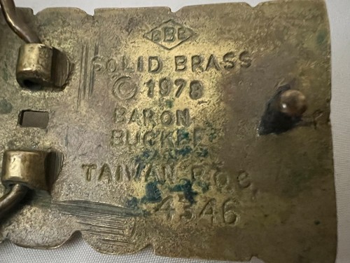 VTg Baron Brass Belt Buckle BRUCE Black Leather Embossed Belt Bald Eagle Men 38 - Picture 16 of 16