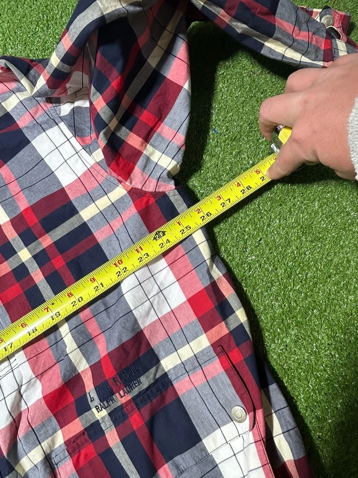 Vintage Lauren Ralph Lauren Jacket Womens Medium Red Plaid Bomber - Image 4 of 4