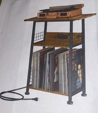 3 Tier End Table,Record Player Stand with Storage Up to 100 Albums  Turntable