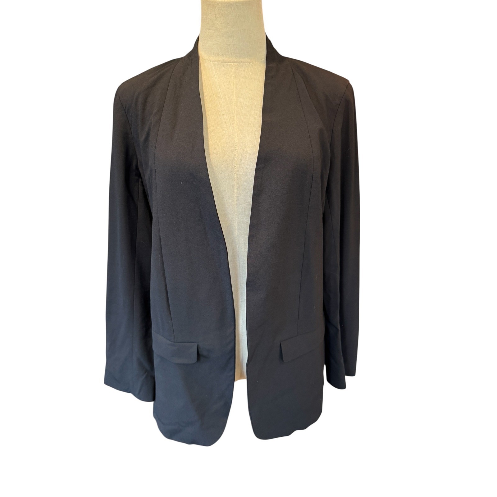 EILEEN FISHER Black Open Front Blazer Jacket Womens Small/P minimalist career