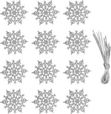 12PCS Glitter Xmas Tree Ornaments,Snowflake Hanging Decorations for Christmas