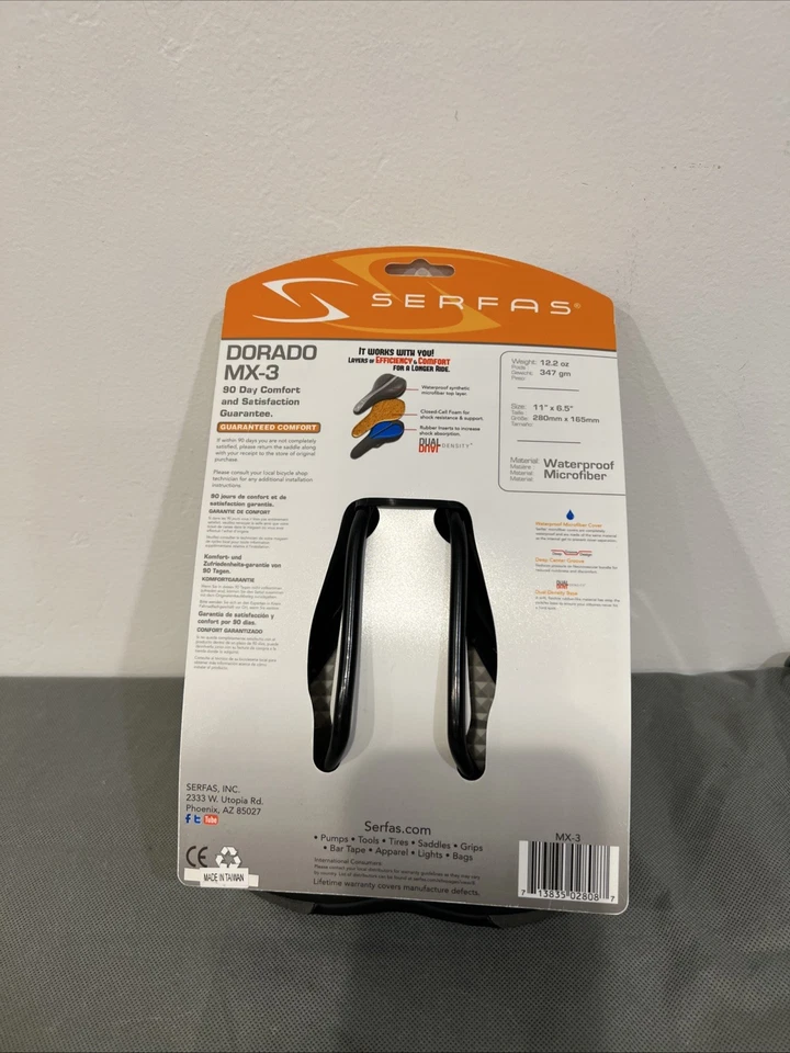 Assento de bicicleta masculino Serfas Dorado cromado MX-3 PRETO -NOVO - Imagem 4 de 4