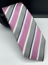 Kenneth Cole Men's 100 Silk Tie  Black  Pink  Striped  MSRP: 55.