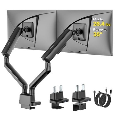 monTEK Dual Monitor Arm with USB, Mechanical Spring Desk Mount for 17 to 35 I...