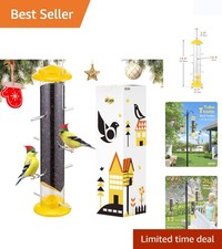 14-Inch Metal Finch Feeder for Nyjer/Thistle Seeds - Yellow  Sturdy