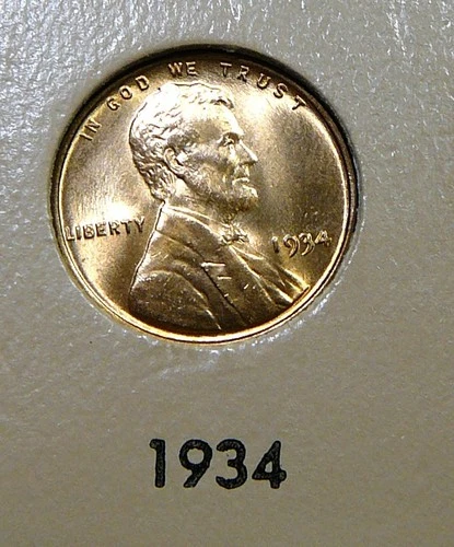 1934 Lincoln Cent - Brilliant Red Unc - Gem Or Near   (BX34-9)