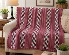 Handmade Crochet Blanket Throw Afghan Multicolor Mauve/Rose 47x 50 Cottagecore