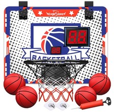 EagleStone Kids Indoor Mini Basketball Hoop Toy, 4 Balls, Electronic Scoreboard