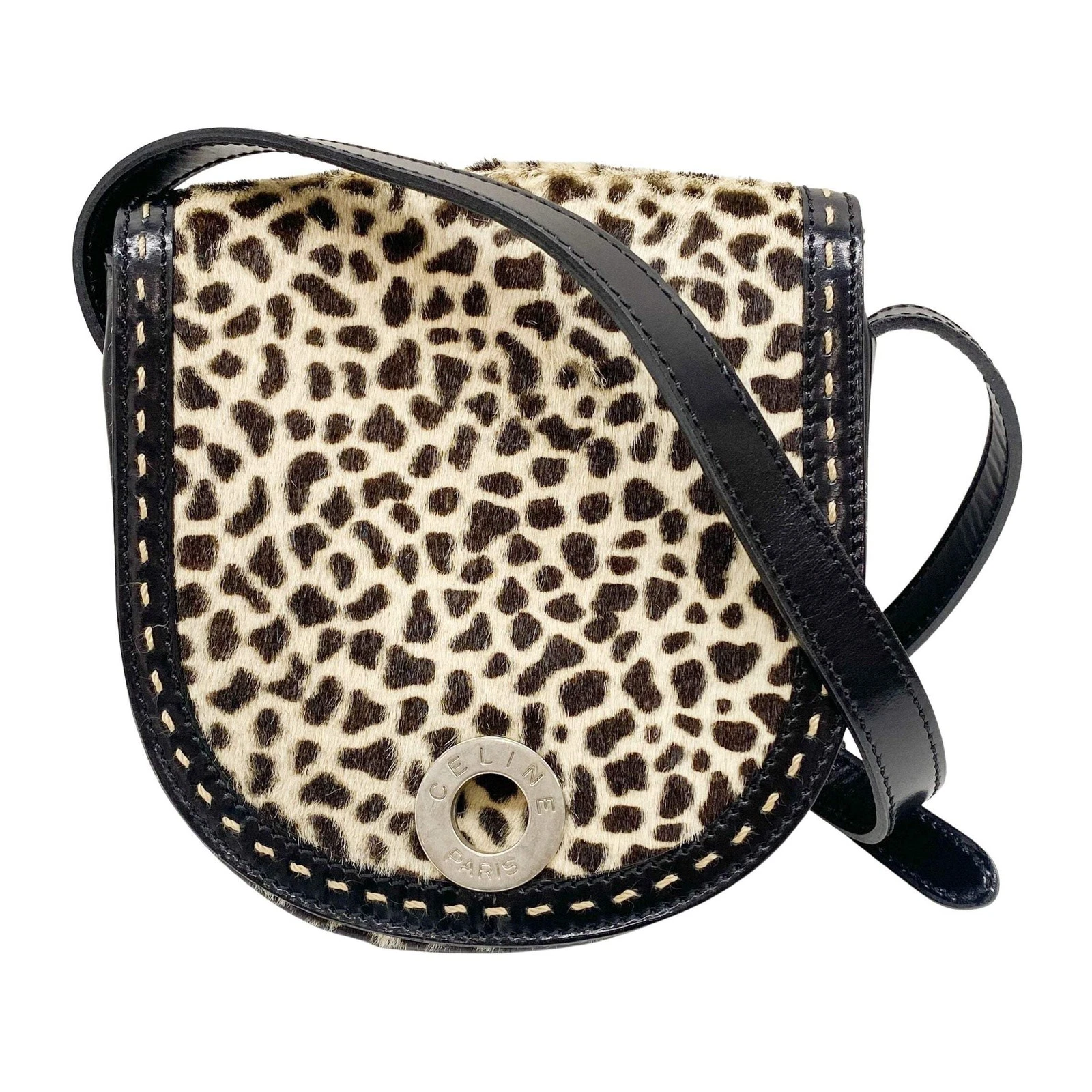 Celine — CELINE Vintage Brown Cheetah Pony Hair Shoulder Bag