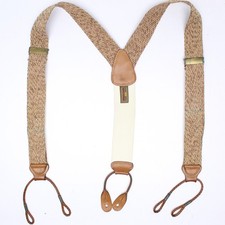 Trafalgar Woven Jute Suspenders Braces Mens Beige Brown Casual Resort Leather