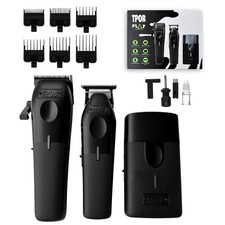 Play Barber Hair Clippers for Men 7500 RPM with Rubber Grips Blackout 3 Set