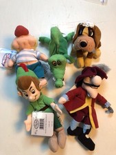 Lot Of 5 PETER PAN Characters Mini Bean Bag PLUSH Toys from The DISNEY Store NWT