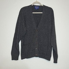Pendleton Shetland Collection 100 Wool Gray Cardigan Sweater Mens Size L