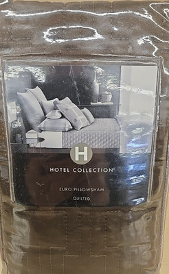 Hotel Collection MERIDIAN Quilted Euro Pillow Sham, Brown - MSRP $95