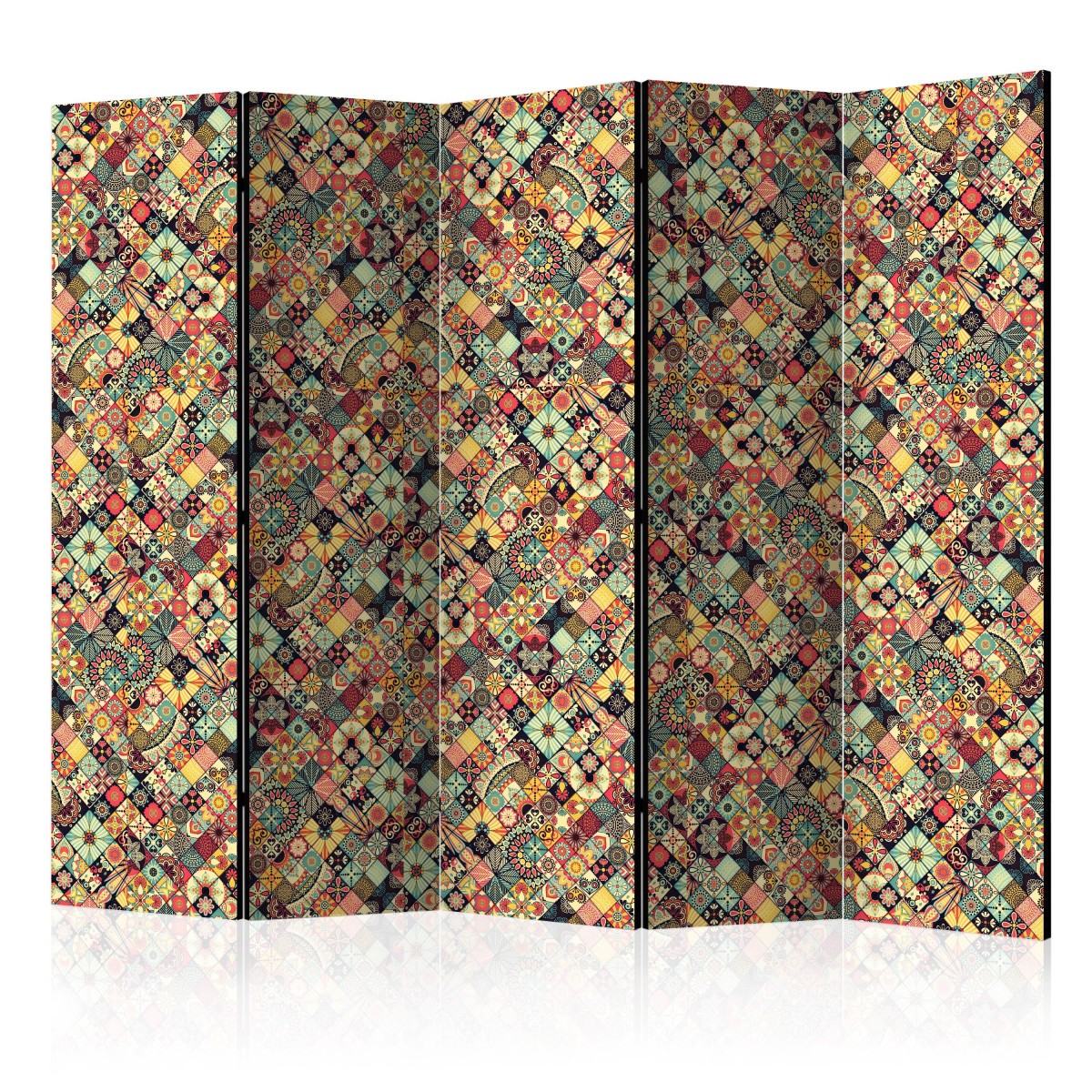 Paravent 5 volets Rainbow Mosaic 172x225 cm en bois et toile tendue