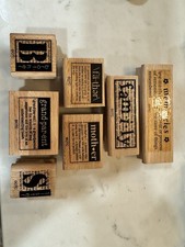 Wooden Rubber Ink Stamps - Family, Memories, 7 Stamps Included 