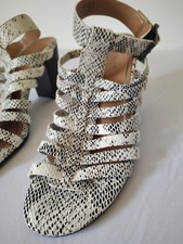NWOB Vionic Sami Caged Sandals Snake Print Open Toe Block Heel Black White Sz 10