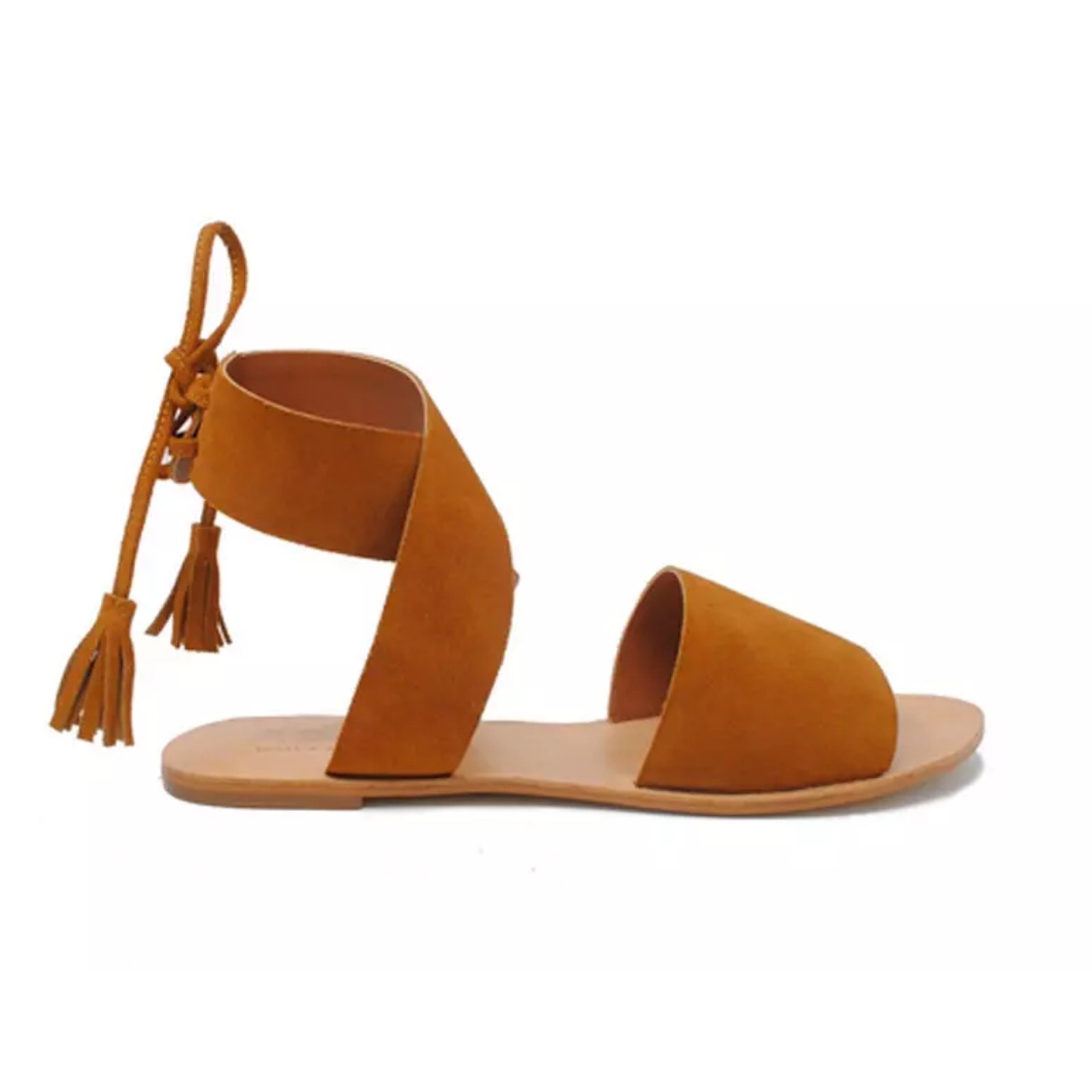 APL Able Cruz Sandalo Utility in pelle scamosciata marrone cognac cravatta caviglia 9