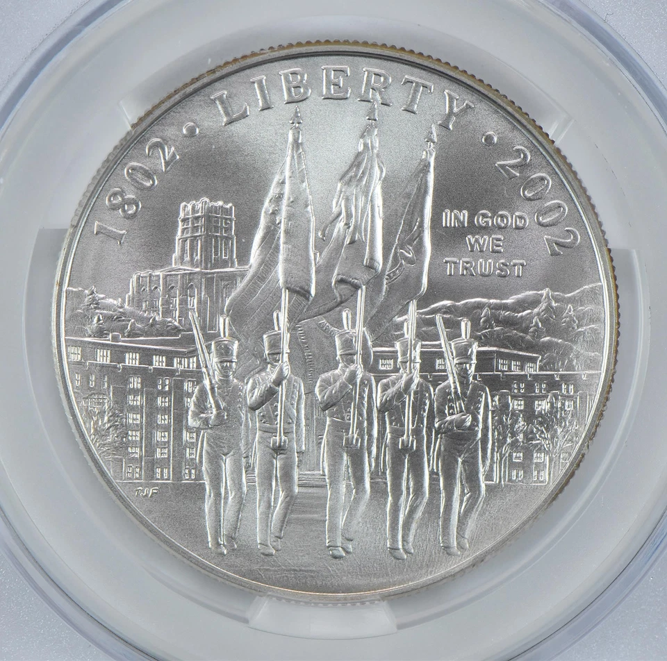 2002-W West Point Commemorative Silver Dollar MS69 CAC CACg *1014 - Image 4 of 4
