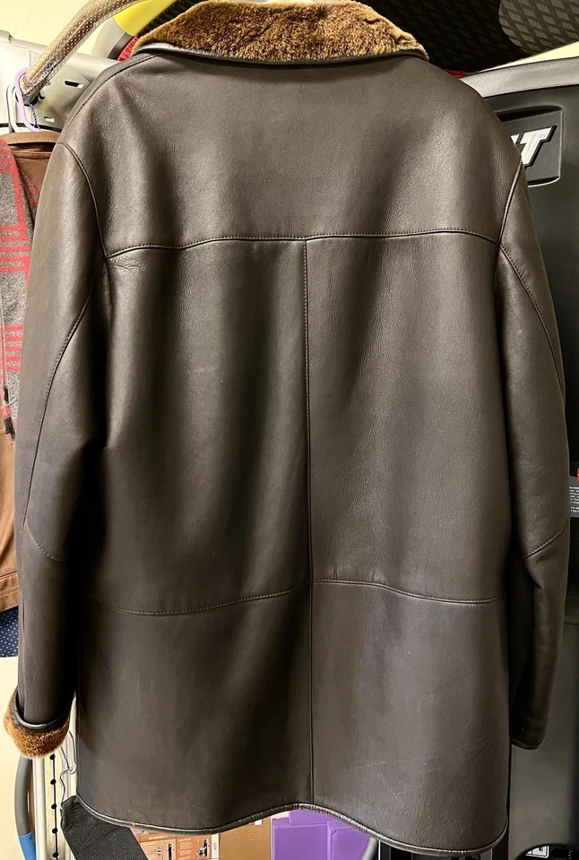 罕见 Robert Talbott 有内衬羊皮皮革夹克外套。 永恒,高价值! XL — 第 3/4 张图片