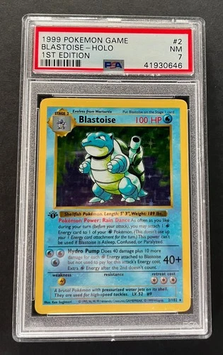 PSA 7 Blastoise 1st Edition Shadowless Base Set 1999 Pokemon Card 2/102 Vintage