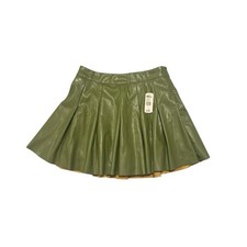 NWT Green Pleated Pleather Mini Skirt