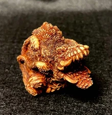 Toho Monster Netsuke Biollante Wooden Tag With Box Godzilla