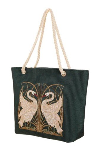 Signare Swan Beach Bag Walter Crane Green Tapestry Tote Big Shopping Shopper Fun