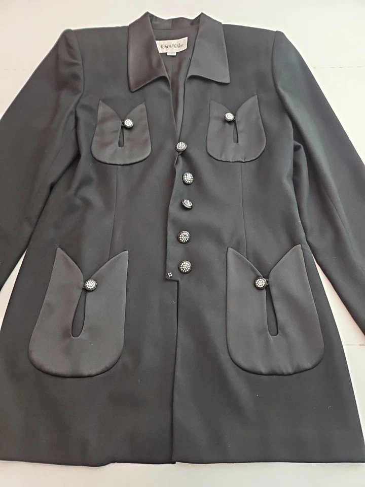 Nolan Miller Vintage Black Blazer Womens 6 Sequined Lined 100% Jacket - Image 2 of 4