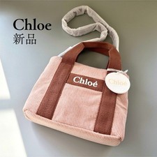 Mini sac à main fourre-tout CHLOE en cuir velours côtelé rose 2 voies...