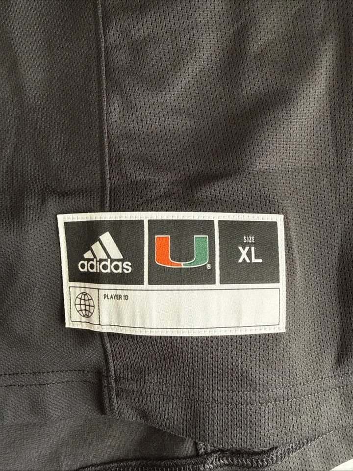 Camiseta deportiva para hombre Adidas #22 negra Miami Hurricanes Miami Nights Premier talla XL - NUEVA CON ETIQUETAS Foto 3 de 4